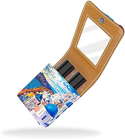 Caixa de batom de maquiagem para o padrão de batom portátil de padrão de Santorini, com espelho