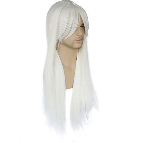 Peruca de cosplay missvig longa peruca branca reta para grils lolita halloween custome parte