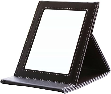 Espelho de vaidade dobrável portátil do kingfom com suporte de couro PU PU