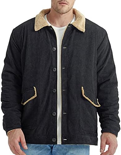 Jaqueta de botão vintage de botão de botão de veludo fit slim fit casual lã jaquetas lapela sherpa forrado casaco