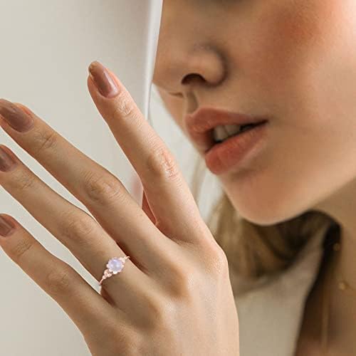 2023 Novos pedras de lua feminina Diamante incrustou anel elegante anel de noivado de anel alto