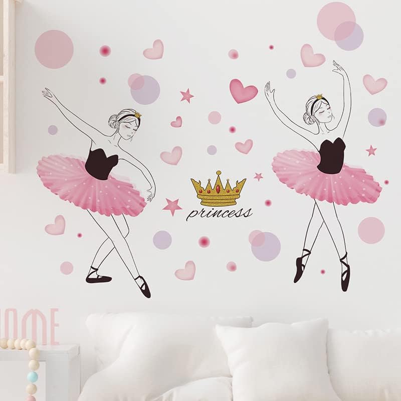 Baby Girls Girls Baby Girls Adesivos de parede, Removable Lovely Ballet Girls Wall Decals, Little Princess Wall