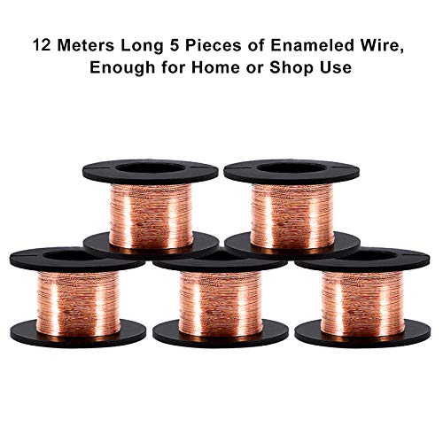 5 rolos de 0,1 mm de diâmetro de cobre esmaltado o fio de cobre arame de fio enxame o fio de reparo 15m de comprimento,