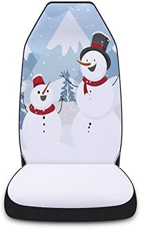 Christmas fofo boneco de neve, cartoon estampo tampas de assento de carro de 2 peças Conjunto universal de veto