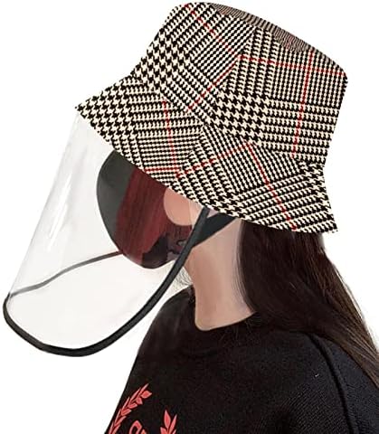 Chapéu de proteção para adultos com escudo facial, chapéu de pescador anti -sun tap, swirl vermelho branco