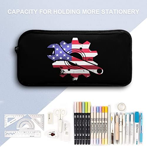 American Flag Mechanic impresso Lápis Caixa de caneta Ponto Bolsa Caixa de papelaria Bolsa de armazenamento