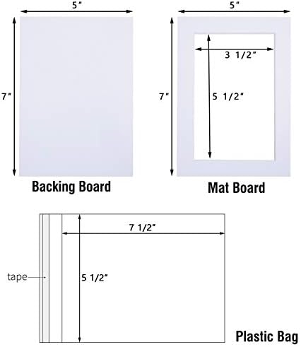 Ácido sem ácido 5 pacote 5x7 Placa de tapete pré-cortada Show Kit para fotos 4x6, impressões ou obras