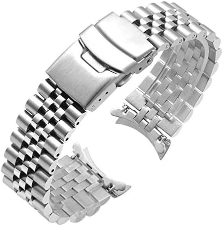Juntan Aço inoxidável Enspela curvada cônica 20mm 22mm 23mm 24mm Metal Watch Band Flexible Watch Strapaction