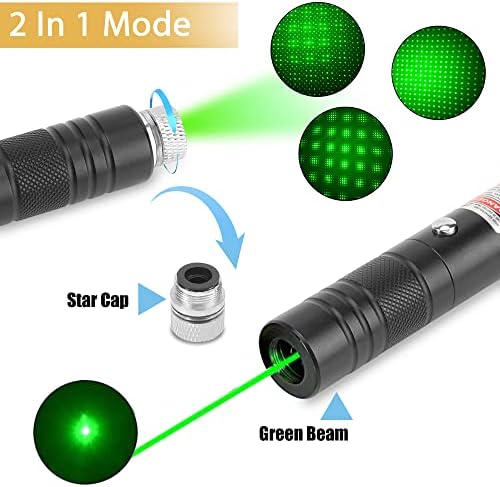 YJOO Green Lazer lanterna recarregável para USB com foco ajustável de tampa de estrela adequado para