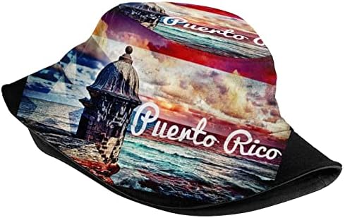 Puerto Rico Flag Porto -riquenho Bandeira Hat chapéu Sol Capéu de pesca de praia Viagem Chapéu de pescador para