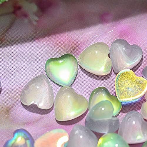 100pcs Candy brilhante amor Opal Crystal 3D Manicure Aurora cor coração decoração de unhas de strass 6 * 6mm