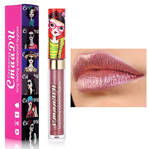 Esmalte de lábios líquidos 11 Cores Metallic Glitter Shimmer Lip Gloss Velvety Long Longa Hidratante