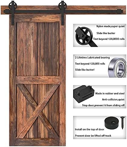 Kit de hardware de porta deslizante de madeira de 13 pés de 13 pés de 13 pés com 1pc de maçaneta de porta