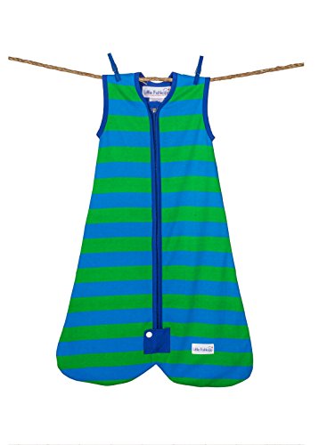 Little Fishkopp Cotton Organic Cotton Baby Sleep Bag, Stripes, 1,0 tog, verde/azul, grande