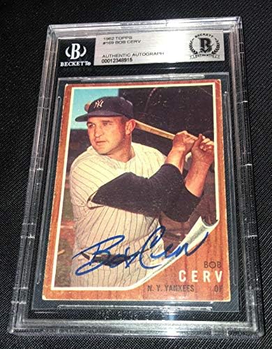 Bob Cerv assinou 1962 Topps 169 New York Yankees Card Beckett Bas - Baseball Slabbed Carts autografados