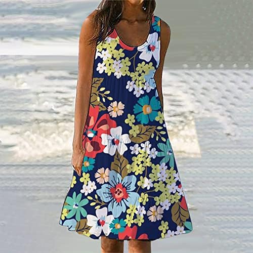 Vestidos de verão para mulheres 2023 Trendy, vestido de praia floral de verão feminino vestido de pescoço redondo