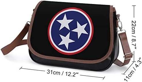 Tennessee Flag Leather Bolsa de ombro médio Moda de moda casual sacos de corpo com cinta