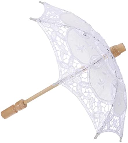 Valiclud Lace Umbrella White Wedding Lace Parasol Umbrella Bride Umbrella Wooden Handle Parasol para Wedding