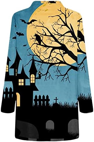 Suéteres de Halloween para mulheres de manga longa Cardigã frontal aberto casaco leve de outono casual