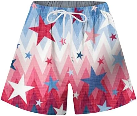 Oplxuo American Bandle Shorts For Women 4 de julho Independence Day Shorts elásticos com cintura