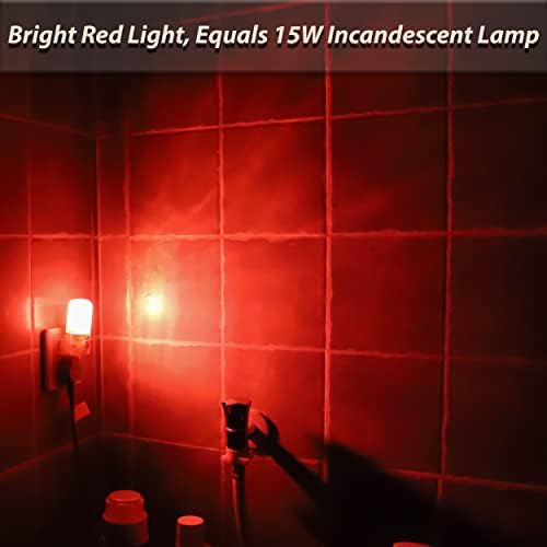 SERIECOZY RED LED Night Light, conecte a luz noturna com interruptor manual, ligado à noite para banheiro, quarto