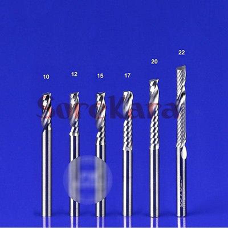 3,175x17mm acrílico CNC bits de uma flauta FinCitt Finis