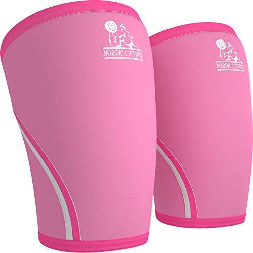 Mangas de joelho nórdicas de levantamento xsmall pacote rosa com kettlebells 48 lb