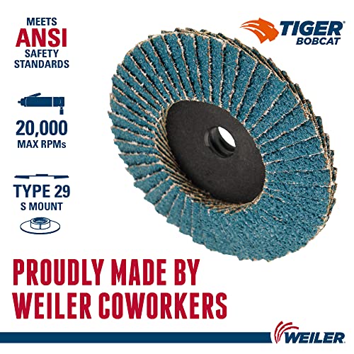 Weiler 50903 Bobcat 3 Diâmetro, 40 grão, zircônio, apoio de plástico, tipo 29 Disco de abrasto abrasivo Specialty