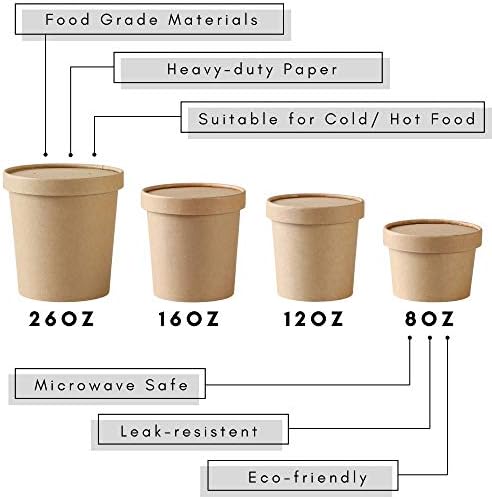 Design de tigelas de sopa pesadas com tampas de tampas - 12oz - 40 pacotes - tigelas de sopa descartáveis ​​com tampas de sopa para usar xícaras de sopa com tampas de sorvete com tampas de sceas com tampas