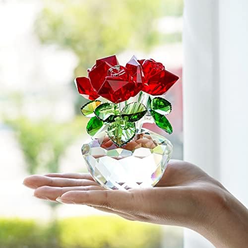 Flores de rosa cristalina Figuras Tabela de flores de vidro Decoração decorativa Centro de papel