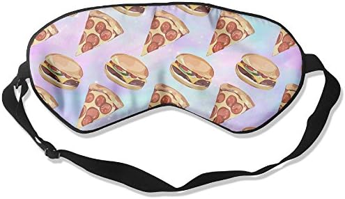 Yogasaga Sleeping Eye Máscara Pizza Pizza Burger Padrão de máscara de seda de seda natural Tampa com cinta ajustável
