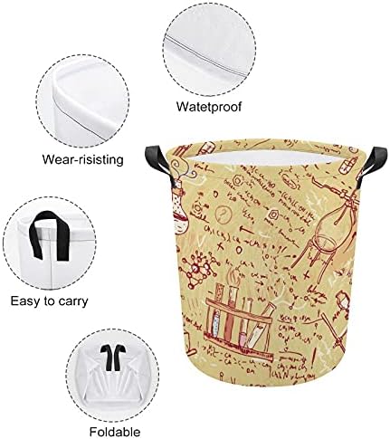 Bolsa de lavanderia de ciências químicas com alças cestas de armazenamento à prova d'água de alças redondas 16,5 x 17,3 polegadas