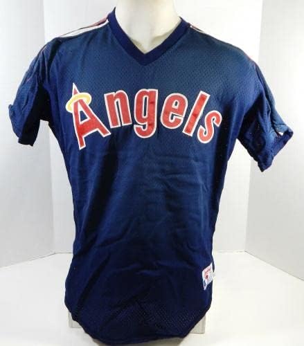 1988 California Angels Darrell Miller 32 Game usou Blue Jersey B Practice 44 4 - Jogo usado MLB Jerseys