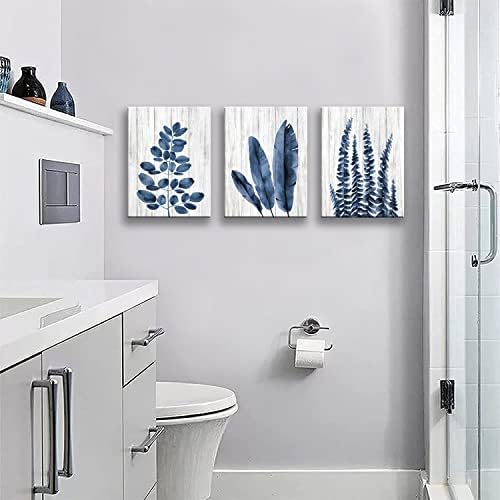 Arte de parede de lona qorvami para plantas tropicais de banheiro decoração de parede azul decoração de quarto decoração de decoração de decoração de arte de decoração de decoração de decoração de decoração de tena