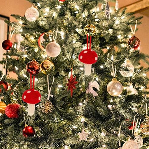 Ornamento de lã de natal pingentes de ornamento: 12pcs Ornamentos de cogumelos vermelhos mini árvores de Natal
