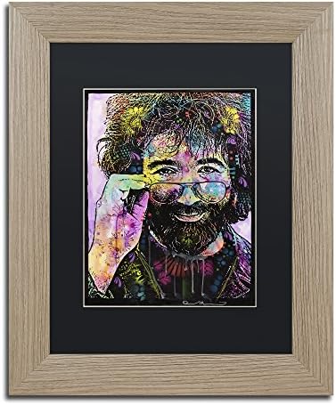 Jerry Garcia, de Dean Russo, fosco branco, quadro preto de 16x20 polegadas