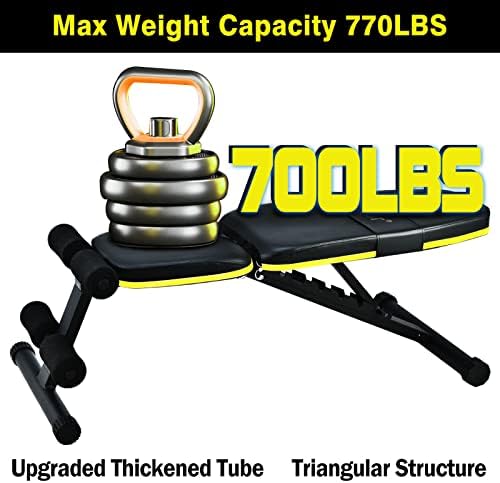 Teclor Weight Bench, Bench de treinamento de força ajustável para treino de corpo inteiro com dobragem rápida,