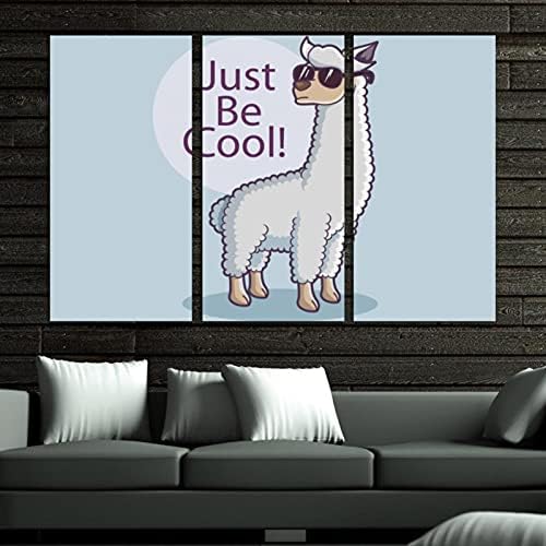 Arte da parede para sala de estar, o animal de alpaca apenas seja legal conjunto de pintura a óleo decorativa decorativa obra de arte moderna pronta para pendurar 20 x40