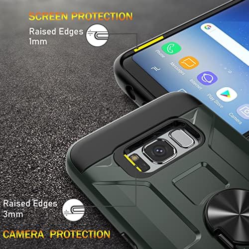 Caixa Galaxy S8, caixa Galaxy S8 com protetor de tela macia 3pc HD, Kickstand de anel embutido e Magnetic Car Mount Chopsoone Choproof Grow Military Grade Militar