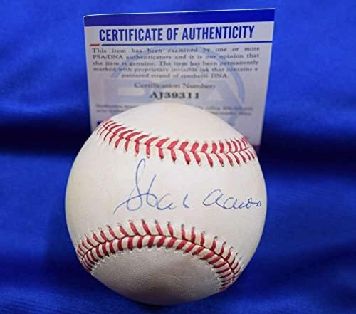 Hank Aaron PSA DNA CoA Autograph National League OnL Baseball Braves - Bolalls autografados