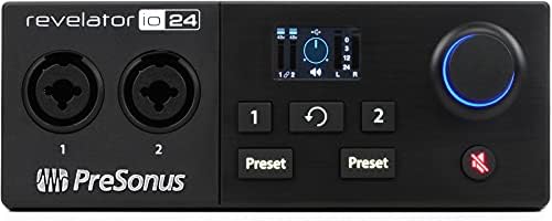 Revelador Presonus IO24 Interface de áudio compatível com USB-C com mixer de loopback integrado e efeitos para streaming, podcasting e muito mais