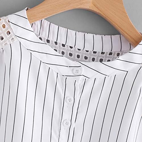 O Yoyorule Vest fora Hollow listrado de manga curta camiseta camiseta feminina moda de moda de melhor