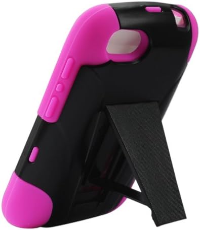 Caso de silício de Reiko e capa de protetor para BlackBerry 9720 Novo Kickstand - Embalagem de varejo - Pink quente preto