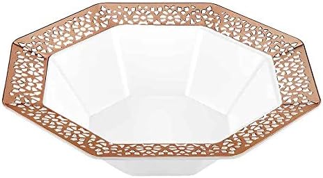 Lillian Collection Plástico Lacetagon Sopa Bowl - 5 oz | Ouro rosa | Pacote de 10, 5