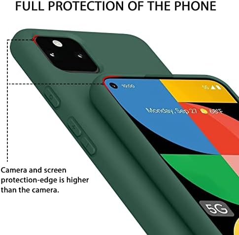 Caso AMZPAS TPU para Google Pixel 5A, capa de telefone à prova de choque protetor suave, capa de telefone inteligente anti-arranhão durável para homens homens escuros verde escuro