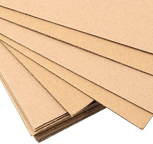 Japchet 200 pacote de 6 x 4 polegadas folhas de papelão corrugadas, retângulos de papelão corrugado e liso de papelão de papel kraft, inserções quadradas na placa de chip grossa para artesanato, bricolage, marrom