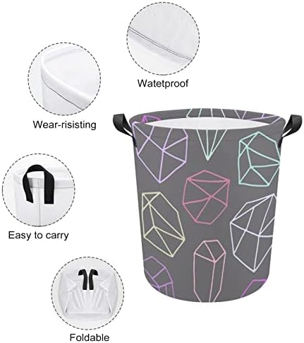 Cesto de roupa cesto de lavanderia padrão textura cesto de lavanderia dobrável com alças estendidas Bin de