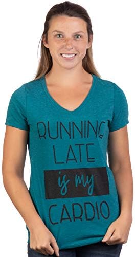 Correndo tarde é o meu cardio | Disso engraçado para treino sarcástico Mom piada de camiseta feminina de fitness em Vitness em V