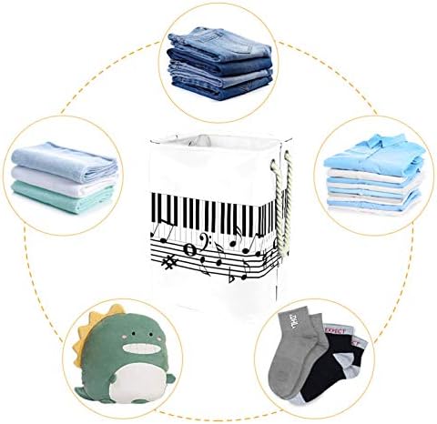Mapolo Laundry Horty Music Piano Cesto de armazenamento de lavanderia dobrável com alças parênteses destacáveis ​​bem segurando à prova d'água para a organização de brinquedos para roupas no quarto da sala de lavanderia