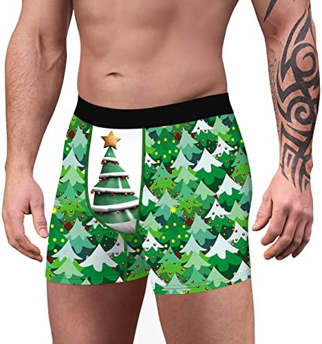 Neferlife Christmas Boxer Briefs, masculinos engraçados de roupas íntimas esportes respiráveis ​​Briques
